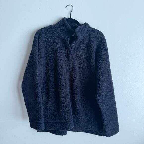 Aerie Black Cloud Sherpa Snap Jacket - Small - Picture 2 of 9